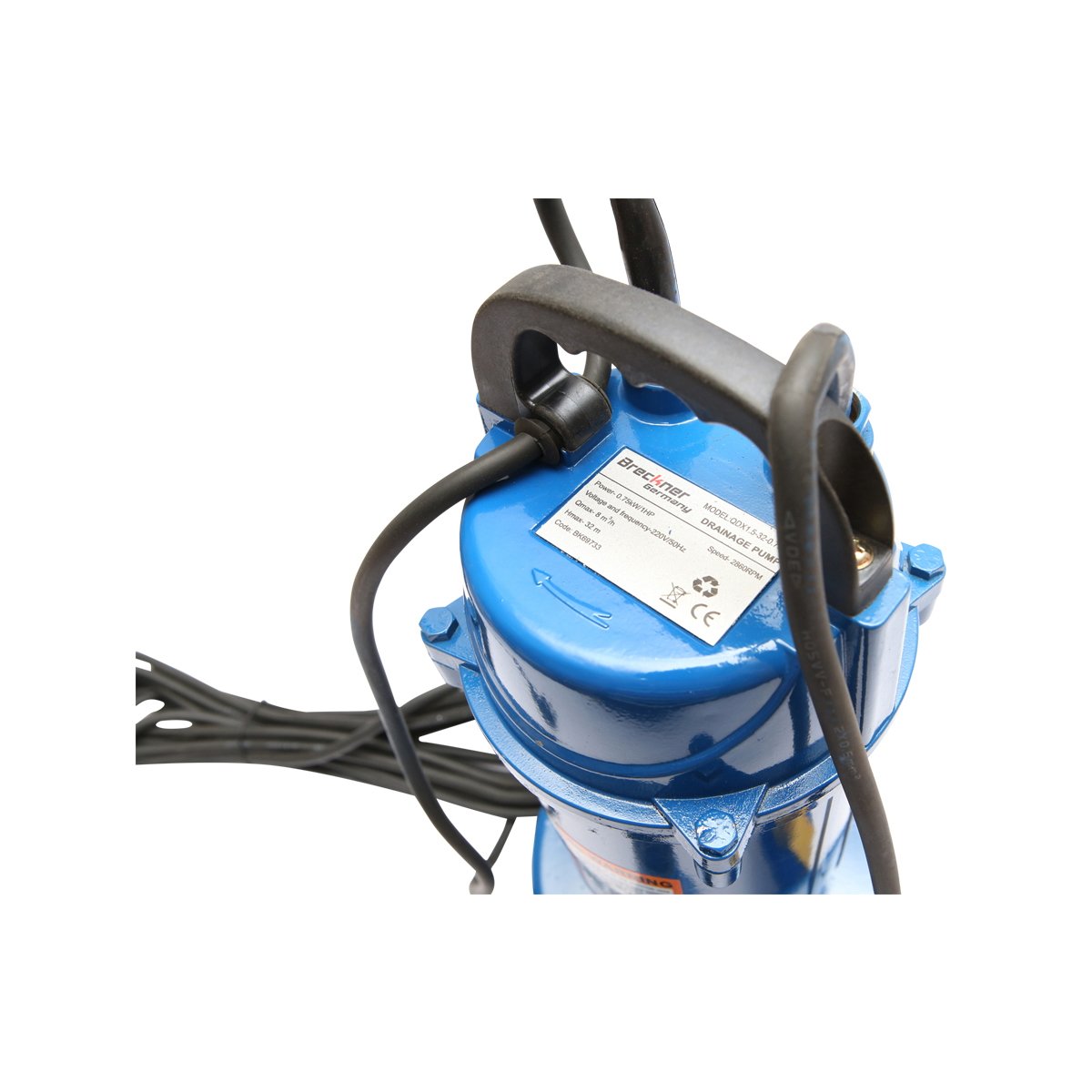 Pompa apa murdara, drenaj submersibila cu flotor 750W, 133L/min, adancime 29m, 220V, QDX1.5-32-0.75F Breckner Germany